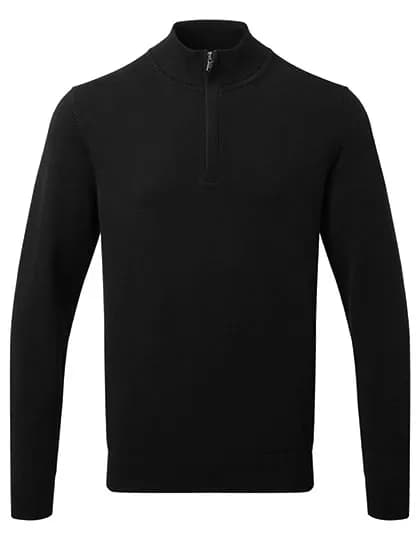 Men´s Cotton Blend 1/4 Zip Sweater - Black