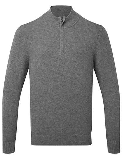 Men´s Cotton Blend 1/4 Zip Sweater - Charcoal