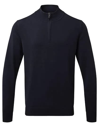 Men´s Cotton Blend 1/4 Zip Sweater - French Navy