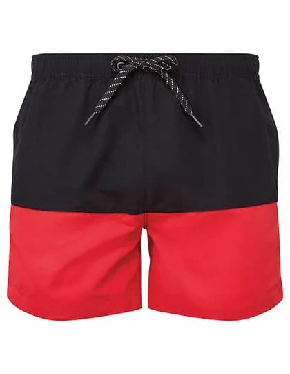 Men´s Block Colour Swim Shorts - Black/Red