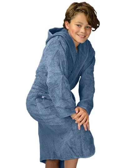 Boyzz&Girlzz® Hooded Bathrobe - Jeans Blue/Jeans Blue
