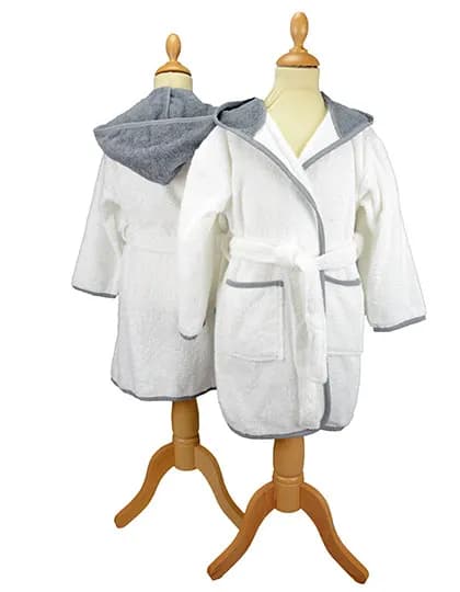 Boyzz&Girlzz® Hooded Bathrobe - White/Anthracite Grey