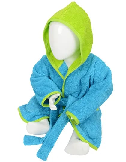 Babiezz® Bathrobe With Hood - Aqua Blue/Lime Green