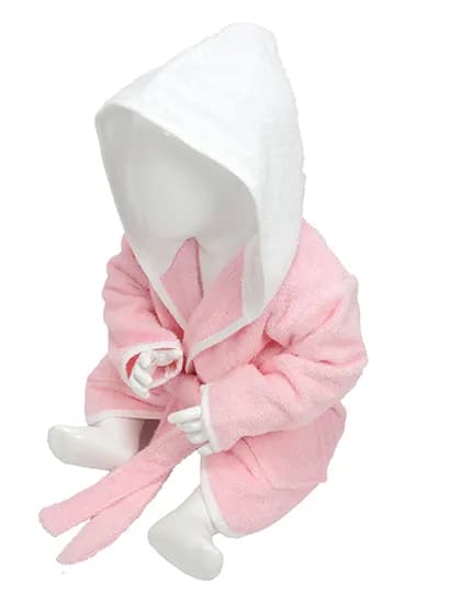 Babiezz® Bathrobe With Hood - Light Pink/White
