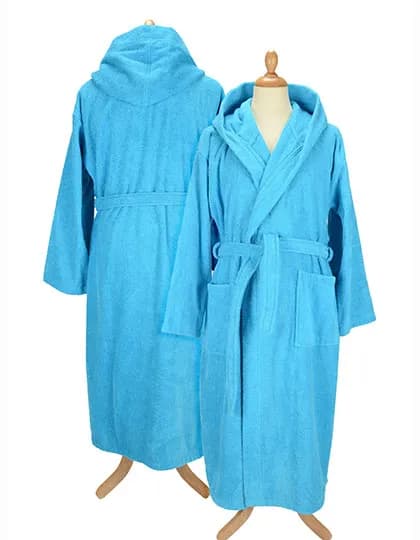 Bathrobe With Hood - Aqua Blue