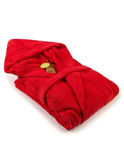 Bathrobe With Hood - Fire Red