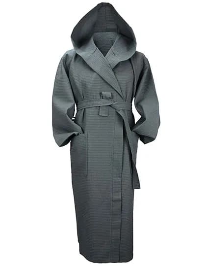 Robezz® Waffle Bathrobe With Hood - Graphite