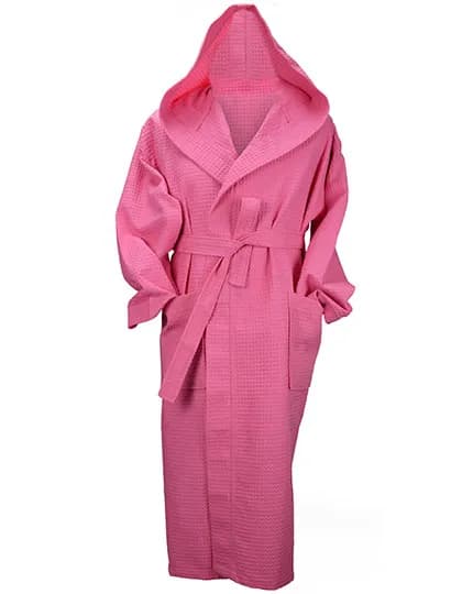Robezz® Waffle Bathrobe With Hood - Pink