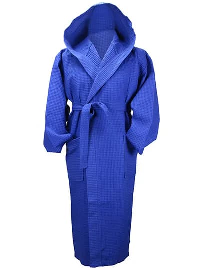 Robezz® Waffle Bathrobe With Hood - True Blue