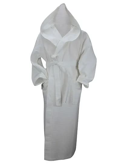 Robezz® Waffle Bathrobe With Hood - White
