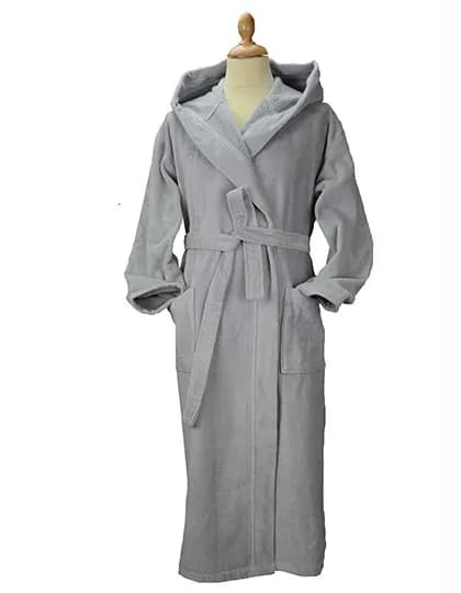 DeLuxe Velour Bathrobe with hood - Light Grey