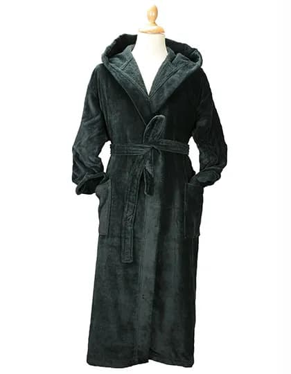 DeLuxe Velour Bathrobe with hood - Very Black