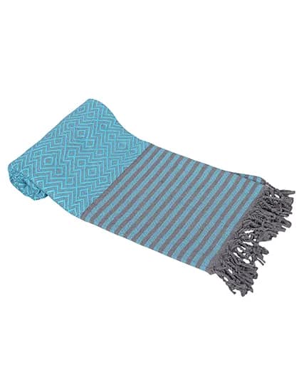 Hamam Towel Kusadasi - Aqua Blue/Grey