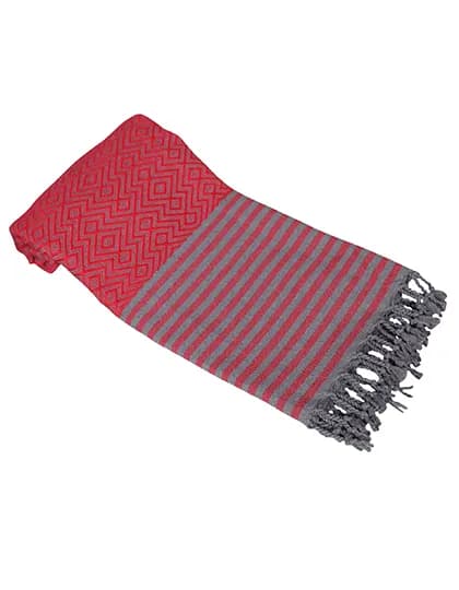 Hamam Towel Kusadasi - Fire Red/Grey