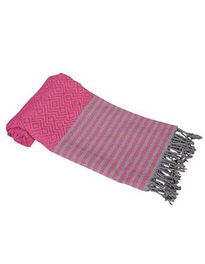 Hamam Towel Kusadasi - Fuchsia/Grey
