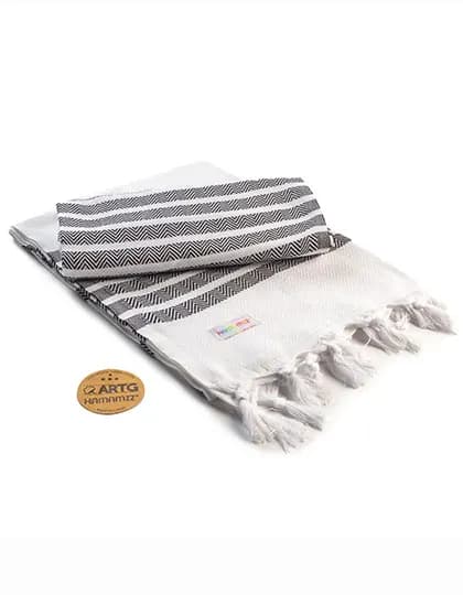 Hamamzz® Dalaman Towel - White/Black