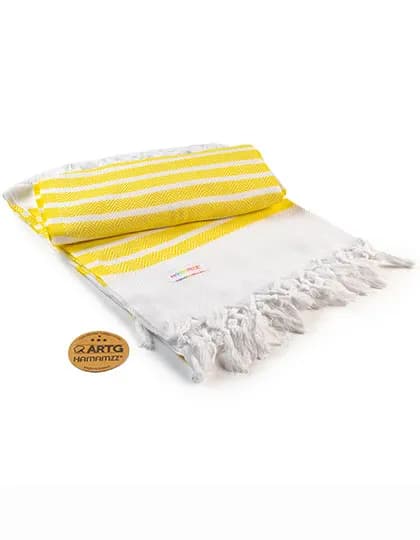 Hamamzz® Dalaman Towel - White/Bright Yellow