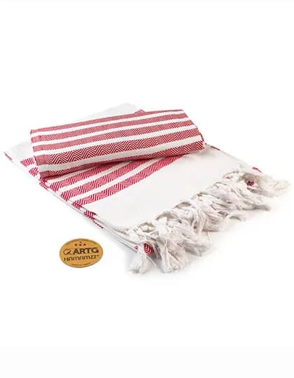 Hamamzz® Dalaman Towel - White/Fire Red