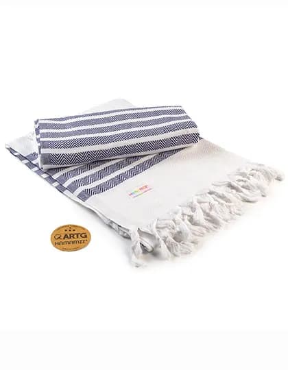 Hamamzz® Dalaman Towel - White/French Navy