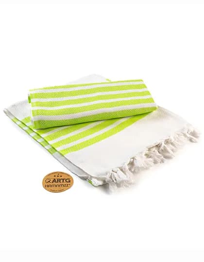 Hamamzz® Dalaman Towel - White/Lime Green