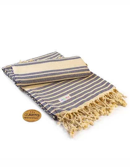 Hamamzz® Original Bodrum DeLuxe Towel - Navy Blue/Ivory