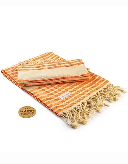 Hamamzz® Original Bodrum DeLuxe Towel - Orange/Ivory