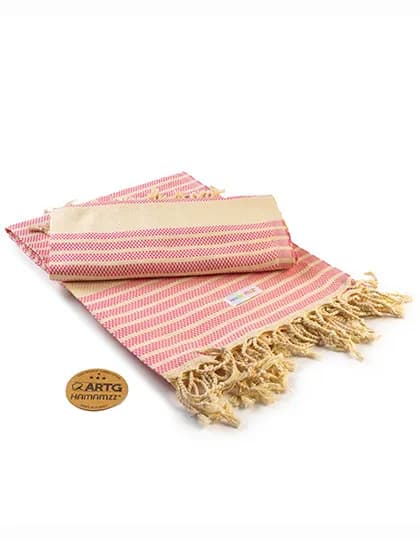 Hamamzz® Original Bodrum DeLuxe Towel - Pink/Ivory