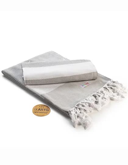 Hamamzz® Marmaris DeLuxe Towel - Light Grey/White