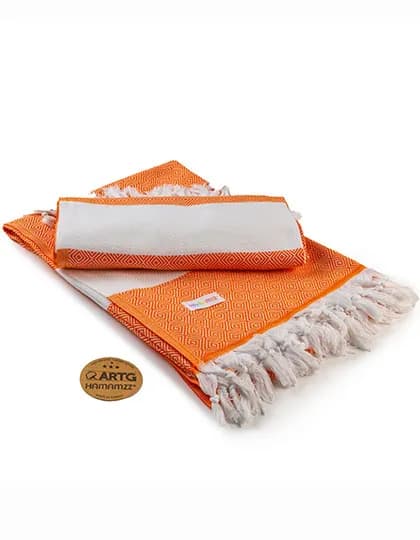 Hamamzz® Marmaris DeLuxe Towel - Light Orange/White