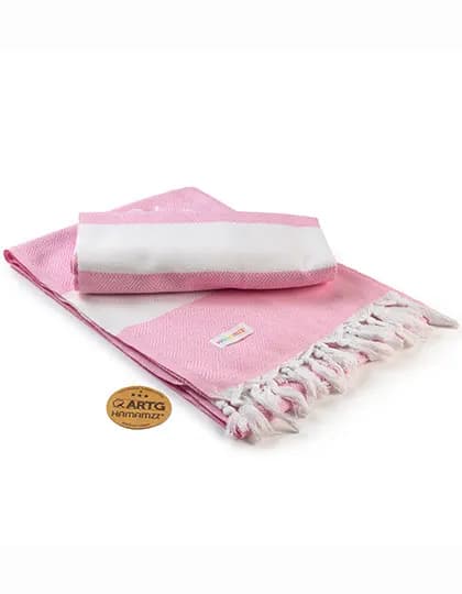 Hamamzz® Marmaris DeLuxe Towel - Light Pink/White