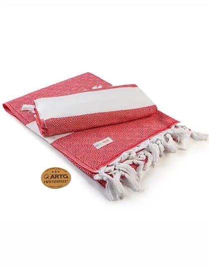 Hamamzz® Marmaris DeLuxe Towel - Red/White
