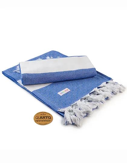 Hamamzz® Marmaris DeLuxe Towel - Royal Blue/White