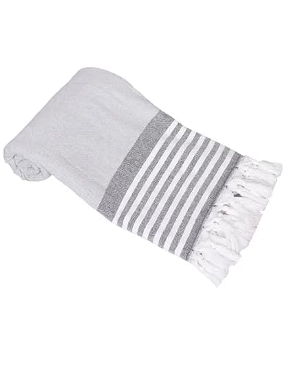 Hamam Towel Istanbul with Terry Backside - Grey/White/Black