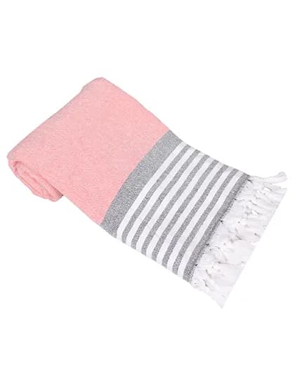 Hamam Towel Istanbul with Terry Backside - Orange/White/Black