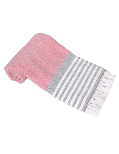 Hamam Towel Istanbul with Terry Backside - Red/White/Black