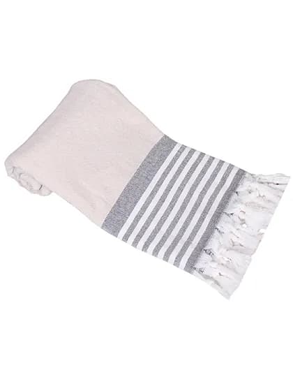Hamam Towel Istanbul with Terry Backside - Sand/White/Black