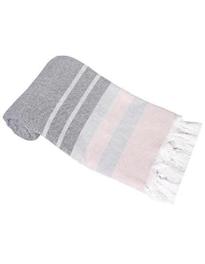 Hamam Towel Fantasy with Terry Backside - Black/Grey/Sand