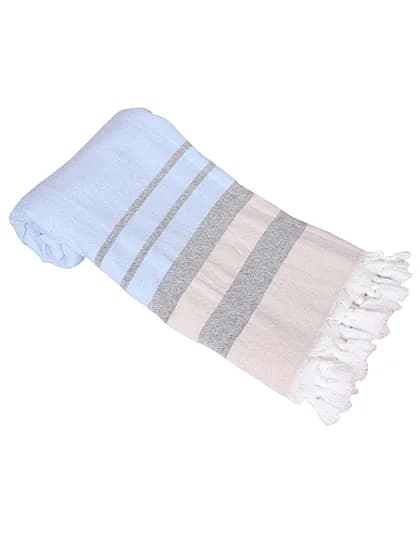 Hamam Towel Fantasy with Terry Backside - Blue/Black/Sand