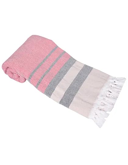 Hamam Towel Fantasy with Terry Backside - Red/Black/Sand