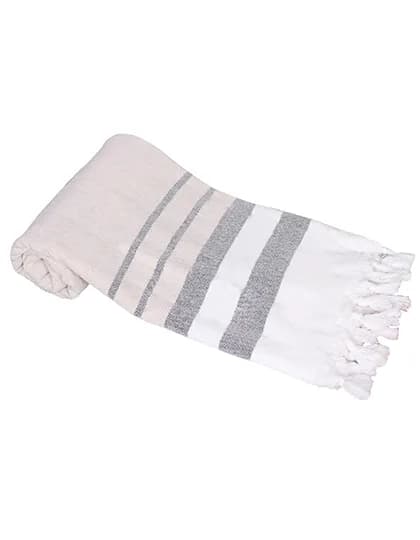 Hamam Towel Fantasy with Terry Backside - Sand/Black/White