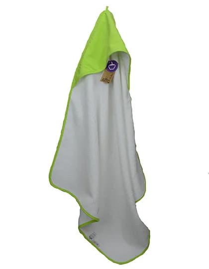 PRINT-Me® Baby Hooded Towel - White/Lime Green/Lime Green