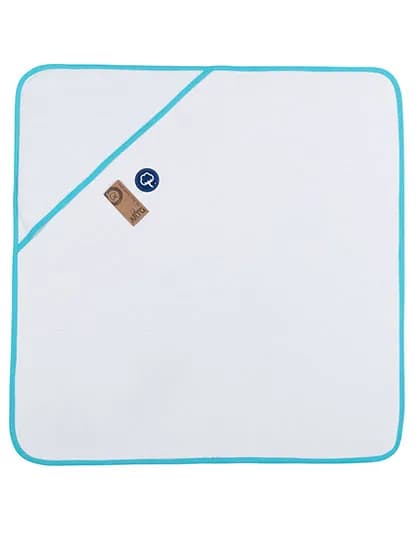 Babiezz® ALL-Over Sublimation Hooded Towel - White/Aqua Blue