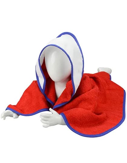 Babiezz® Hooded Towel - Fire Red/White/True Blue