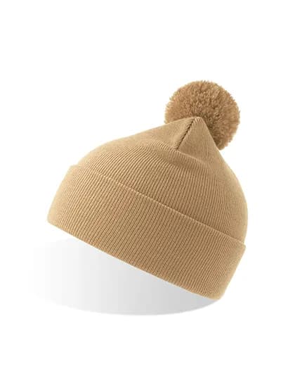 Wind-S Beanie with Pompom - Beige