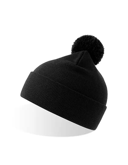 Wind-S Beanie with Pompom - Black