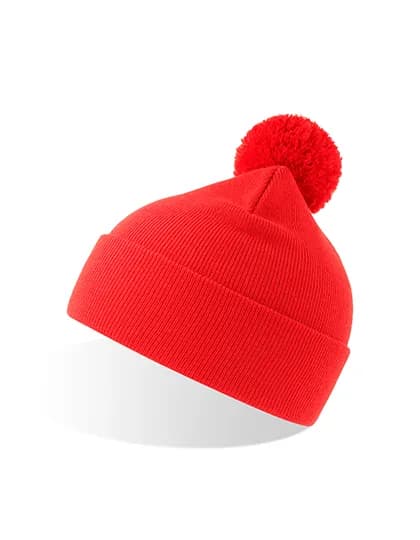 Wind-S Beanie with Pompom - Red