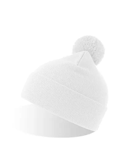 Wind-S Beanie with Pompom - White