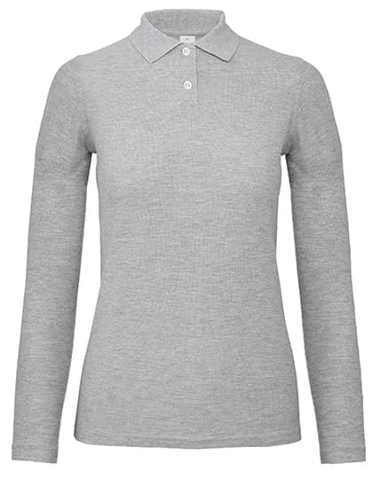 Women´s Long Sleeve Polo ID.001 - Heather Grey