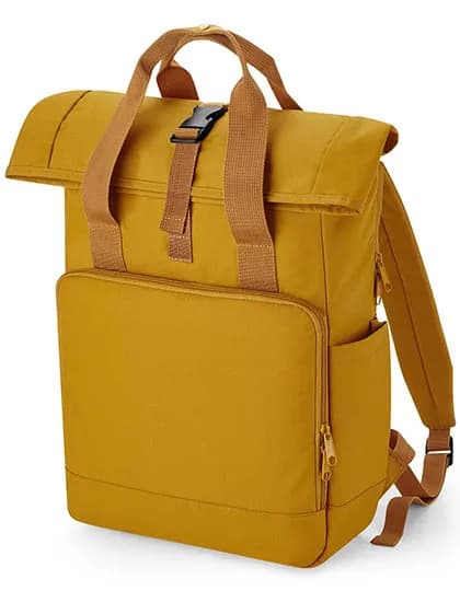 Recycled Twin Handle Roll-Top Laptop Backpack - Mustard