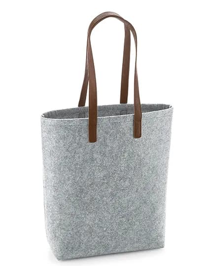 Premium Felt Bag - Grey Melange/Tan